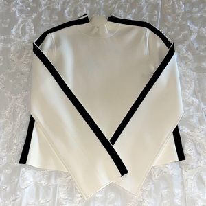 Veronica Beard White Sweater with Black Stripes
